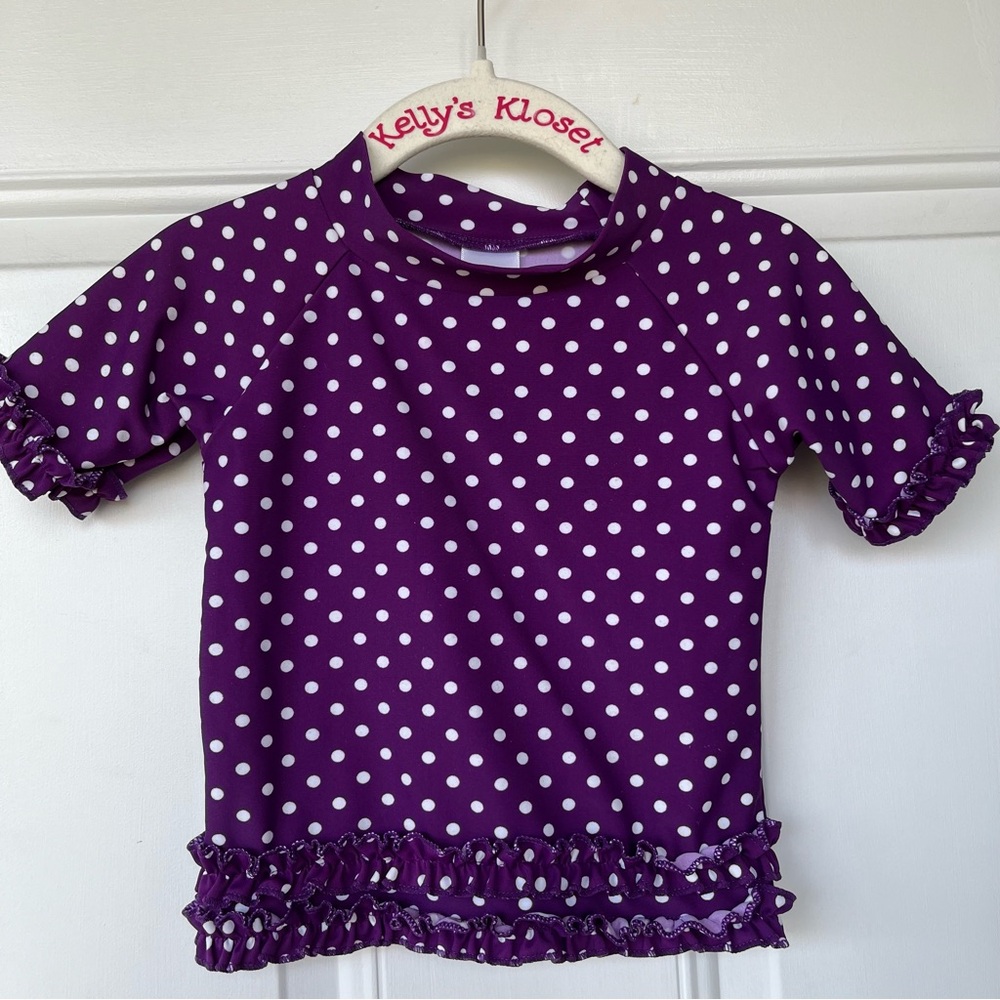 •Ruffle Butts• Polka Dot Ruffled Swim Rashguard Top - Size 18-24 Months